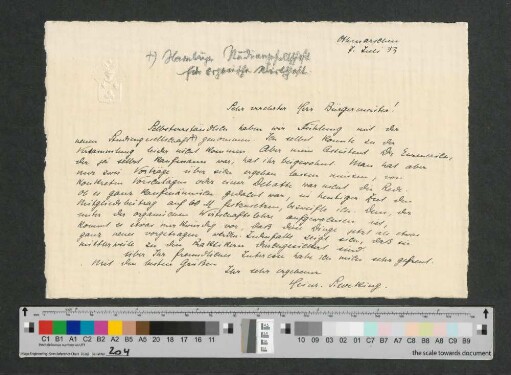 Brief an Werner von Melle
