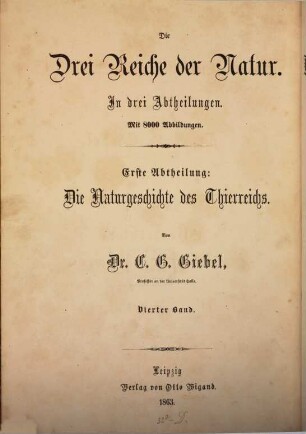 Die Naturgeschichte des Thierreichs, 4. Gliederthiere