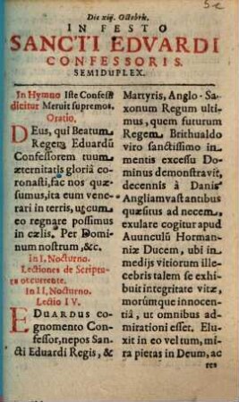 Die XIII. Octobris. In Festo Sancti Eduardi Confessoris. Semiduplex