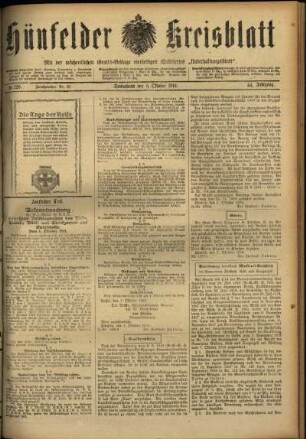 Ausgabe vom Samstag, den 05. Oktober 1918.