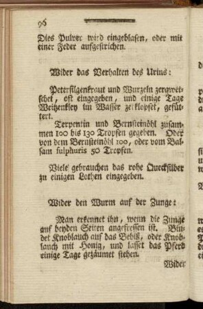 Wider das Verhalten des Urins: