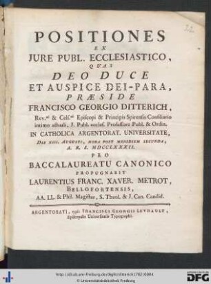 Positiones Ex Jure Publ. Ecclesiastico