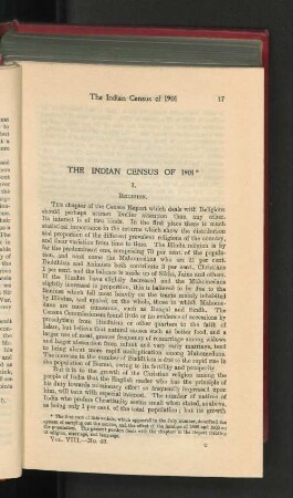 The Indian Census of 1901.