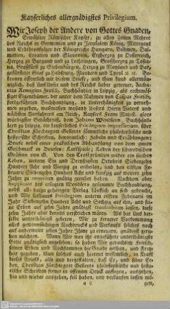 Kayserliches allergnädigstes Privilegium