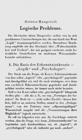 Logische Probleme (Dritter Hauptteil)