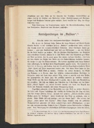 Korrespondenzen im ,,Balkan"