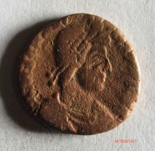 Römische Münze, Nominal Maiorina, Prägeherr Magnus Maximus, Prägeort nicht bestimmbar, Original