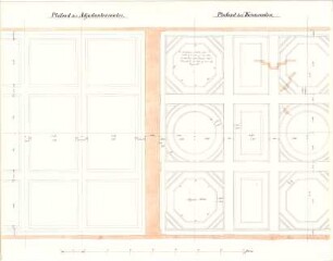 Gärtner, Friedrich von; Athen (Griechenland); Königliche Residenz (Athener Schloss) - Adjutantensaal - Plafond u. Tronsaal - Plafond (Schnitt)