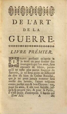Oeuvres De Machiavel, 3. Contenant l'Art de la guerre