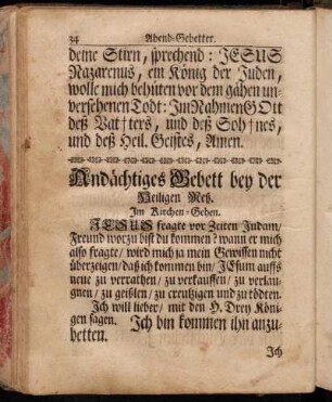 Andächtiges Gebett bey der Heiligen Meß
