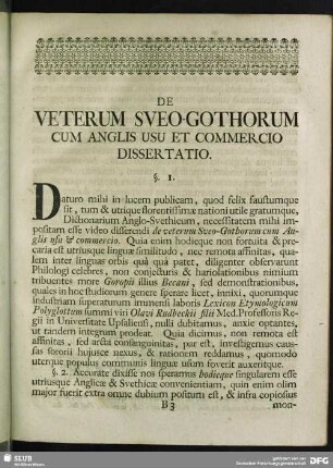 De Veterum Sveo-Gothorum Cum Anglis Usu Et Commercio Dissertatio