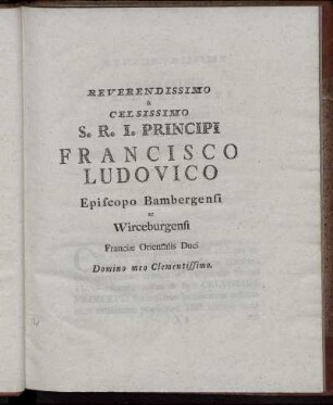 Reverendissimo & Celsissimo [...].