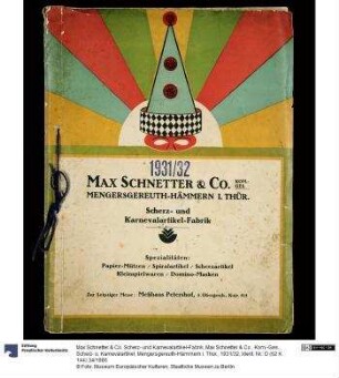 Max Schnetter & Co., Kom.-Ges., Scherz- u. Karnevalartikel, Mengersgereuth-Hämmern i. Thür., 1931/32