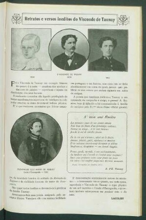 Retratos e versos inéditos do Visconde de Taunay