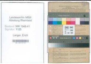 Entnazifizierung Erich Langer , geb. 25.12.1912 (Schlosser)