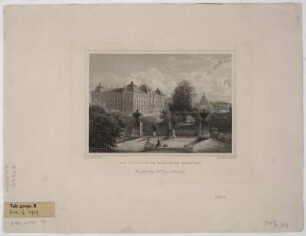 Ansicht des Japanischen Palais in Dresden-Neustadt, Kupferstich, 1862 : Das Japanische Palais in Dresden / L. Rohbock del. Joh. Poppel sculps. - Darmstadt : Lange , [1862]. - 1 Kunstbl. : Stahlst. ; 16 x 11 cm