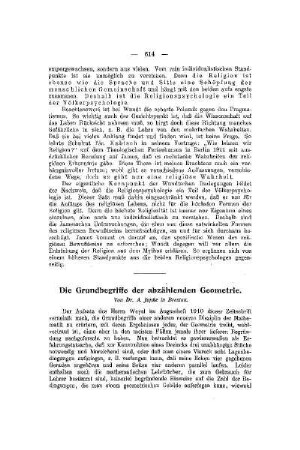 Die Grundbegriffe der anzählenden Geometrie