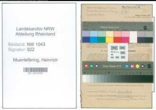 Entnazifizierung Heinrich Muentefering , geb. 28.03.1895 (Studienrat)