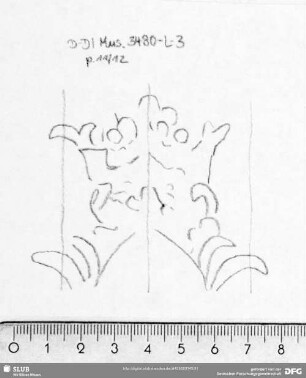 W-Dl-577 Schild (gekrönt, zwischen Zweigen) + "MM"