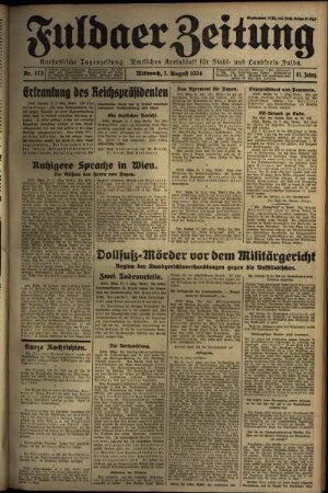 Ausgabe vom Mittwoch, den 01. August 1934.