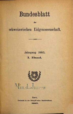 Bundesblatt. 37. 1885, 1