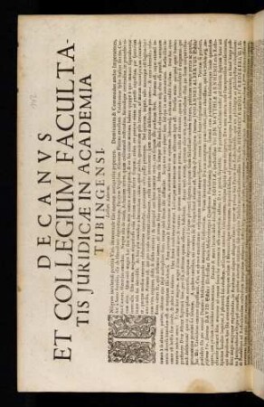 Decanvs @[Decanus] Et Collegium Facultatis Juridicae In Academia Tubingensi. Lectori Salutem