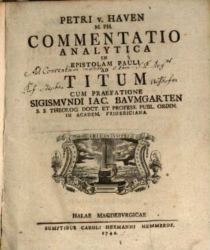 Petri v. Haven Commentatio Analytica In Epistolam Pauli Ad Titum