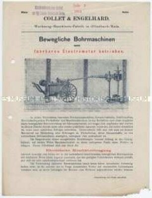 Bewegliche Bohrmaschinen durch fahrbaren Electromotor betrieben.