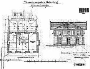 Unterschüpf: Nebengebäude Wasserstationsgebäude GR 1.OG, Vorderansicht,Gasleitung,Entw.