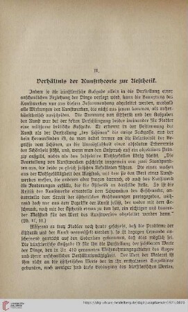 II. Verhältnis der Kunsttheorie zur Aesthetik