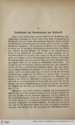 II. Verhältnis der Kunsttheorie zur Aesthetik