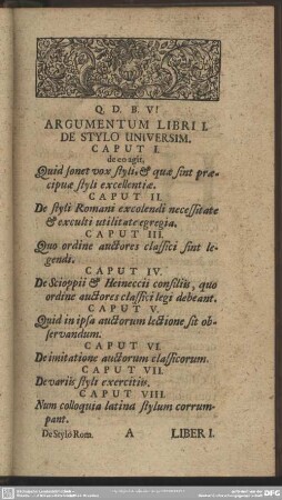 Liber I. De Stylo Universim