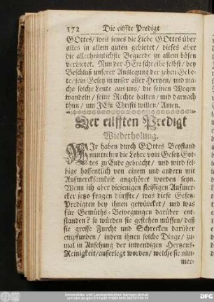Der eilfften Predigt Wiederholung.