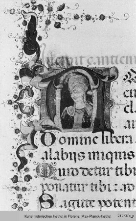 Bußpsalmen : Buchseite mit Text, Bordüre, und historisierter Initiale A