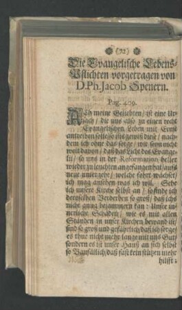 Die Evangelischen Lebens-Pflichten vorgetragen von D. Ph. Jacob Spenern.