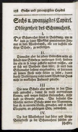 Sechs u. zwanzigstes Capitel. Obliegenheit des Schuhmachers