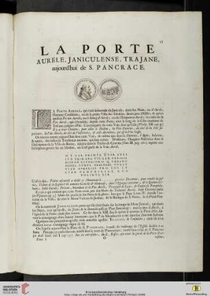 La Porte Aurele, Janiculense, Trajane, aujourd’hui de S. Pancrace