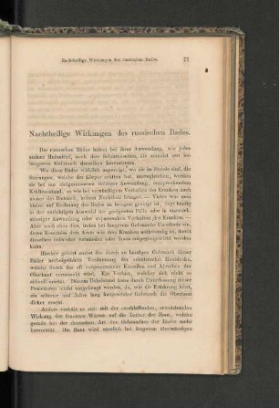 Nachtheilige Wirkungen des russischen Bades.