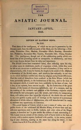 The Asiatic journal and monthly register for British and foreign India, China and Australasia. 40. 1843