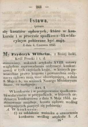 Ustawa, tyczaca sie kosztow sadowych ...