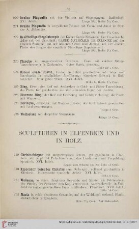 Sculpturen in Elfenbein und in Holz (Nr. 229 - 287)