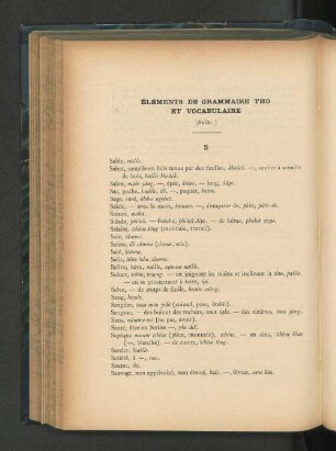 Elements de grammaire Tho et vocabulaire