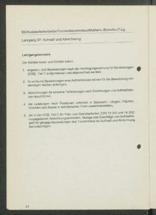 Lehrgang 07: Aufmaß und Abrechnung