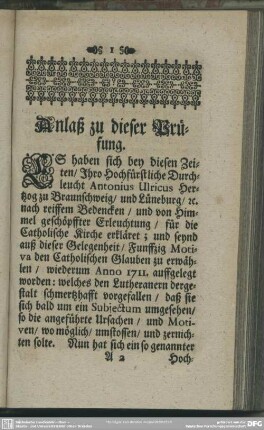 Anlaß zu dieser Prüfung