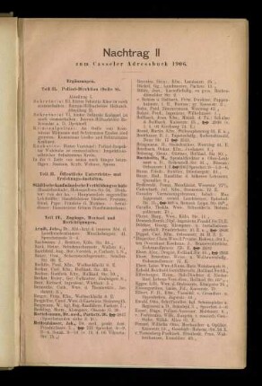 Nachtrag II zum Casseler Adressbuch 1906