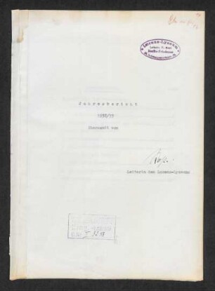 1932/33: Jahresbericht ... - 1932/33