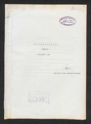 1932/33: Jahresbericht ... - 1932/33
