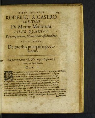 Liber Qvartvs De puerperarum, & nutricum affectionibus.