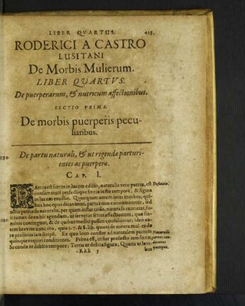 Liber Qvartvs De puerperarum, & nutricum affectionibus.