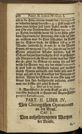 Liber IV. Von Chirurgischen Operationen an der Brust.